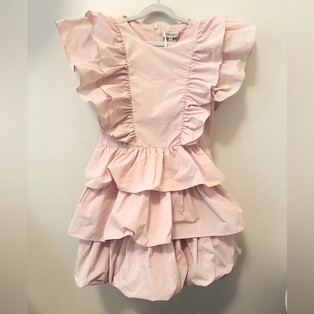 Twin set Taffeta Flounce bubble pink girl dress. Size 12.